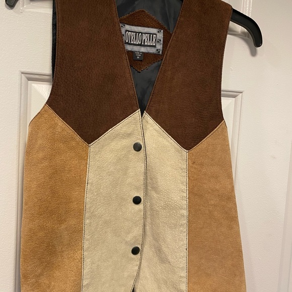 Otello Pelle Vest Women's Brown Tan Leathers Vest Size Medium - Picture 5 of 13